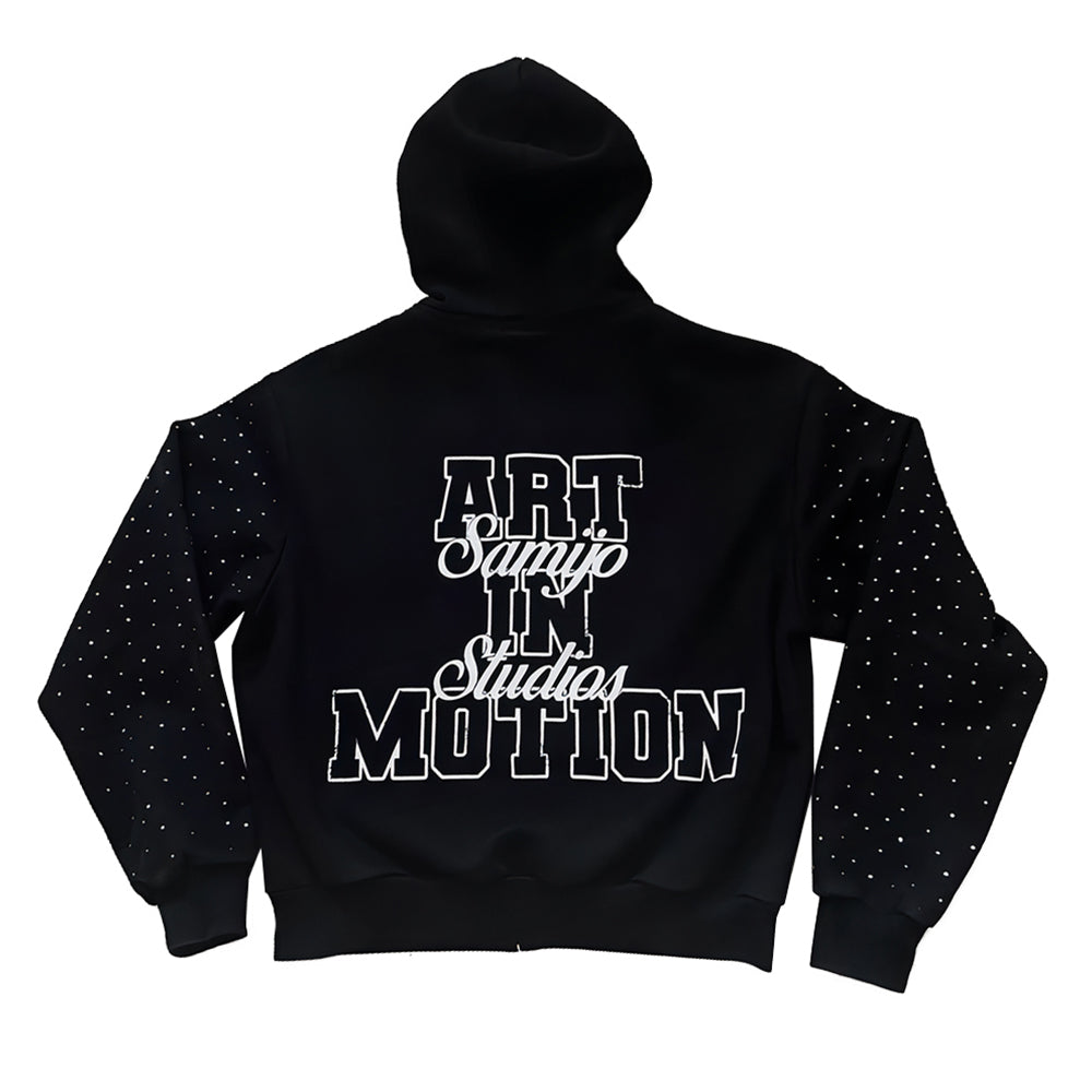 Custom Streetwear Plus Size Men Cotton Acid Wash Oversized Boxy Heavyweight Rhinestone Hoodie