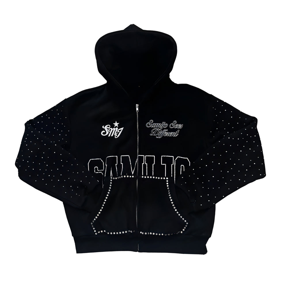 Custom Streetwear Plus Size Men Cotton Acid Wash Oversized Boxy Heavyweight Rhinestone Hoodie