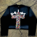 Heavyweight 100% Soft High Quality Dtg Screen Print Long Sleeve T-shirt Combed Oversized Stud Rhinestone Custom Tshirt
