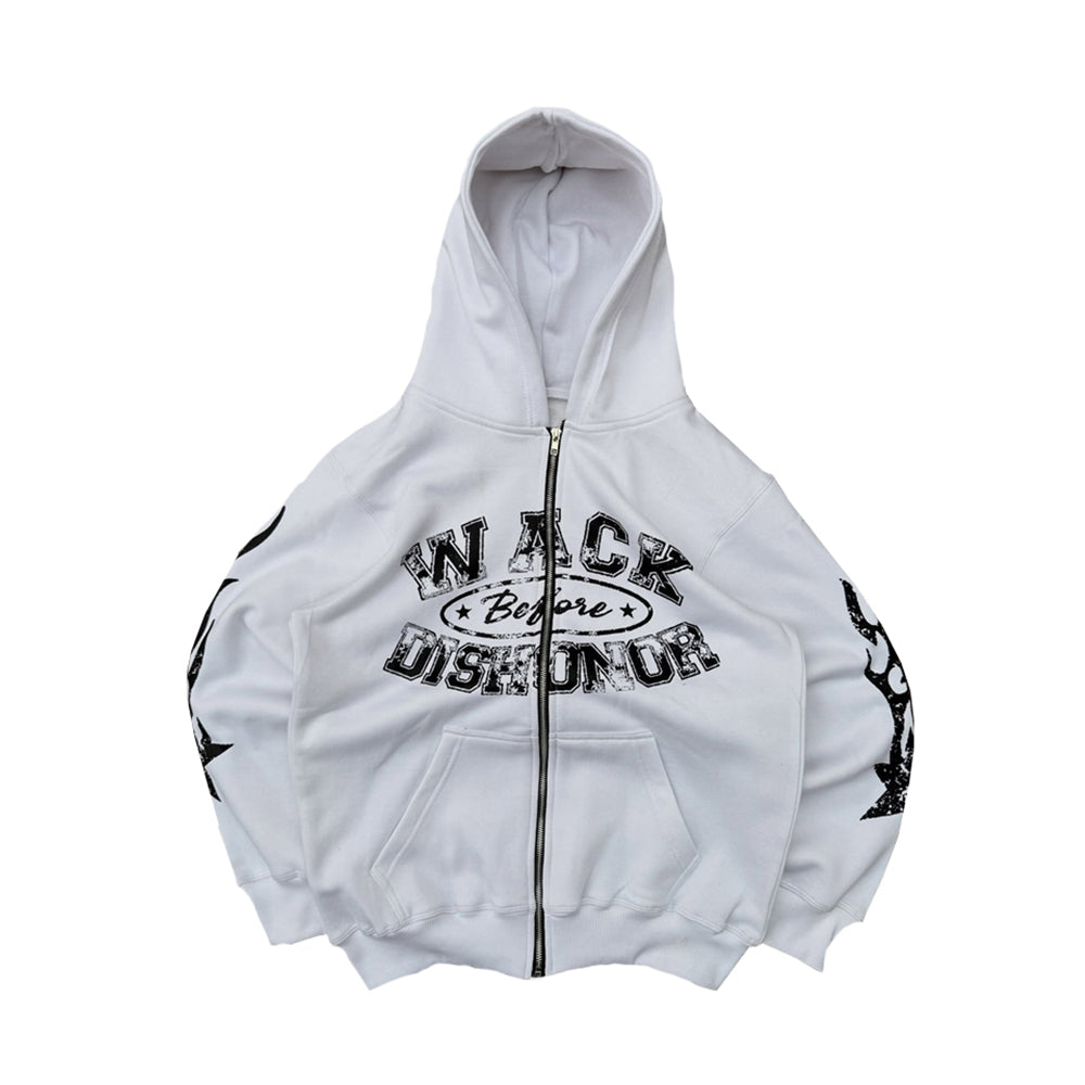 Custom Streetwear Washed Oversized Graphic Designer Rhinestone Acid Wash Zip up Hoodie